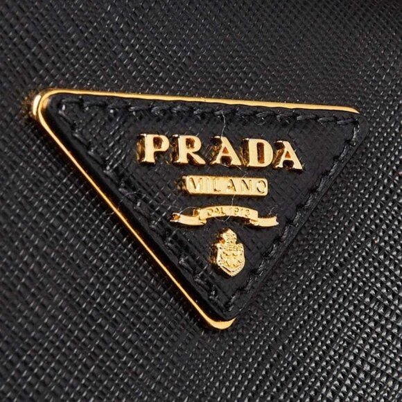 Prada Black Saffiano Leather Crocodile Double Zip Small Tote Bag - Picture 12 of 12